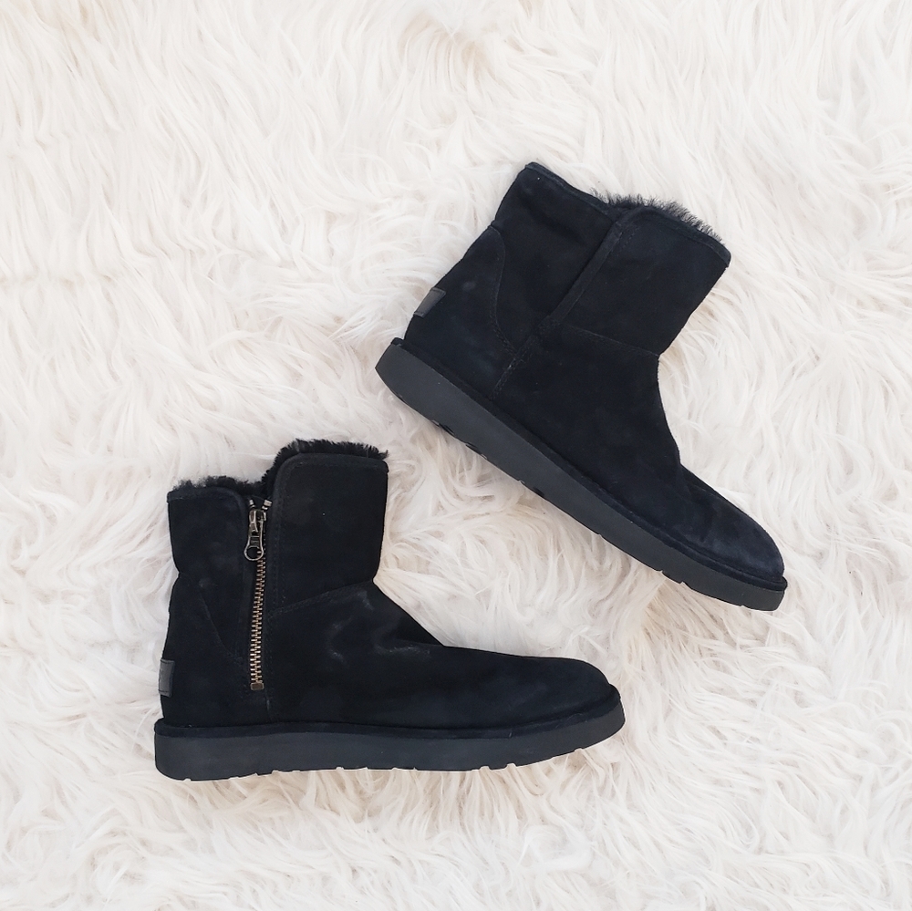 Ugg Abree II Black Leather Mini Boot